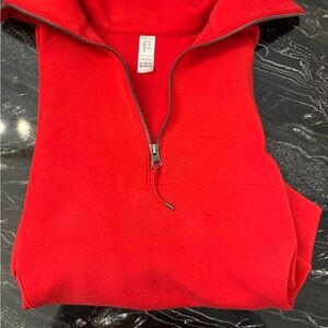 SPANX Air Essentials Red 1/4 Zip-Up Top Size Medium